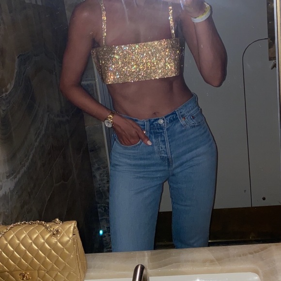 GOLD SPARKLY NUE TOP - Picture 1 of 10